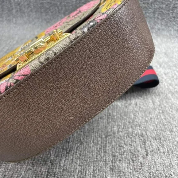 100% Authentic GUCCI Padlock Brown Bengal Canvas Shoulder Bag - Picture 6 of 15